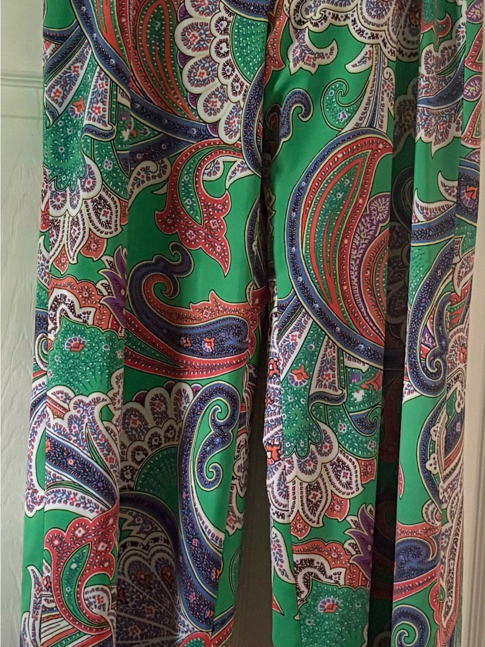 Lauren Ralph Lauren Green Paisley-Trim Pants - Picture 4 of 4